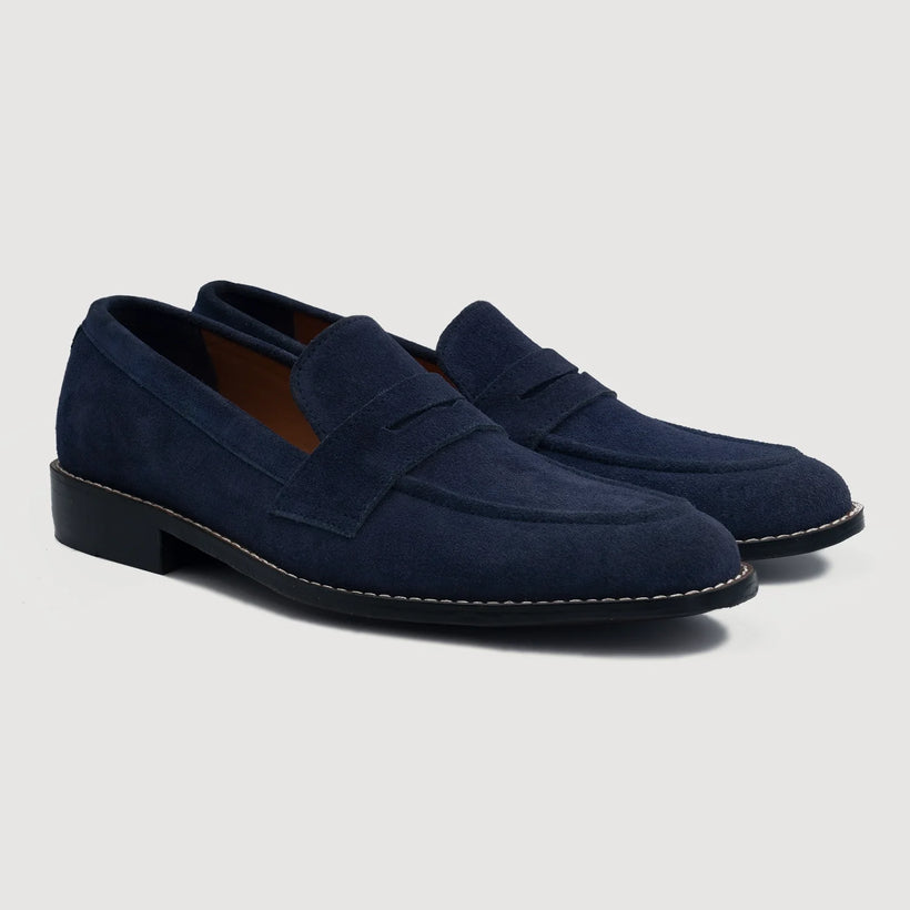 Baxton Blue Suede Leather Loafers 男士