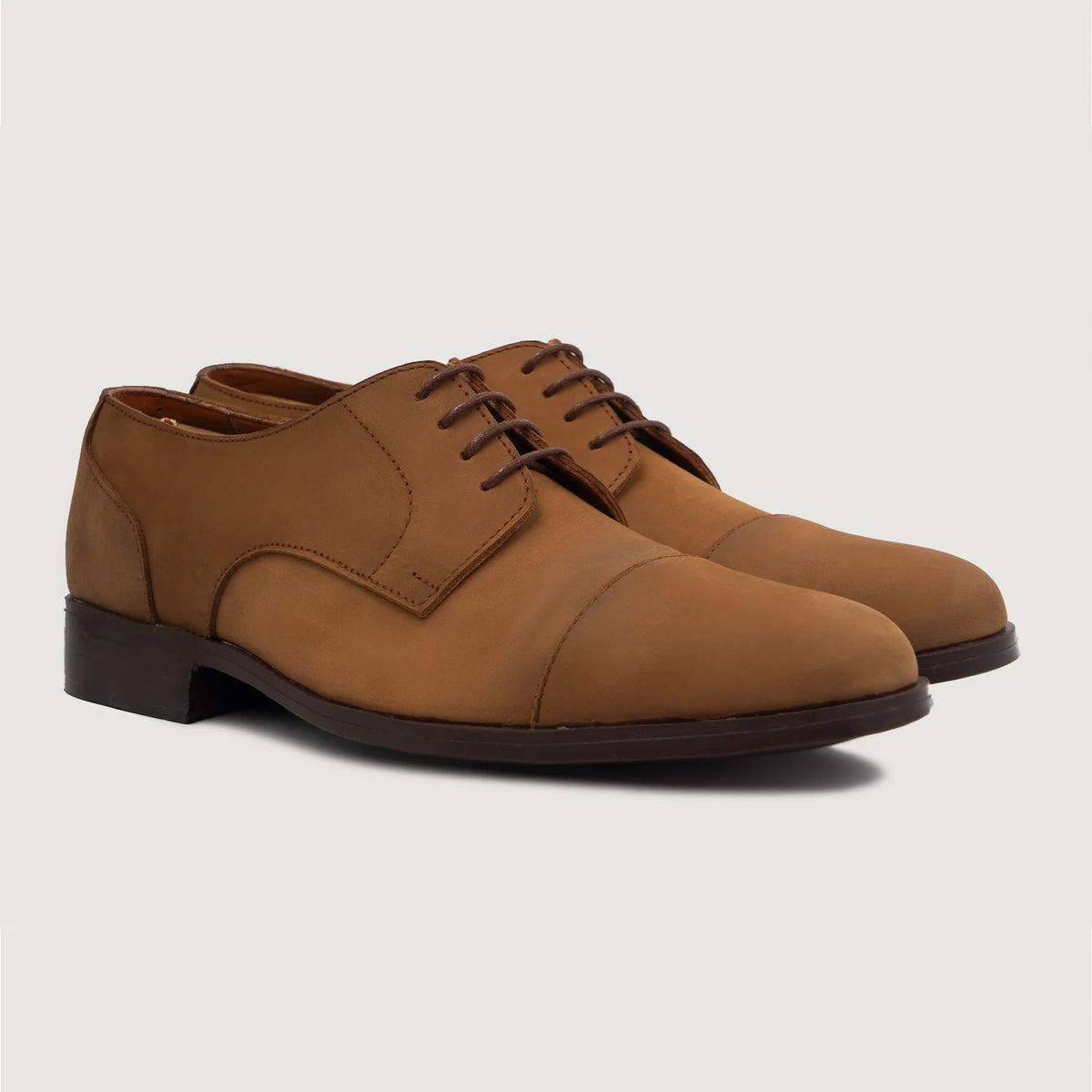 Attorney Derby 复古棕 Nubuck 真皮皮鞋 男士 For Men in Brown Full-Grain Leather - 侧面轮廓视角 | 官方商城选购