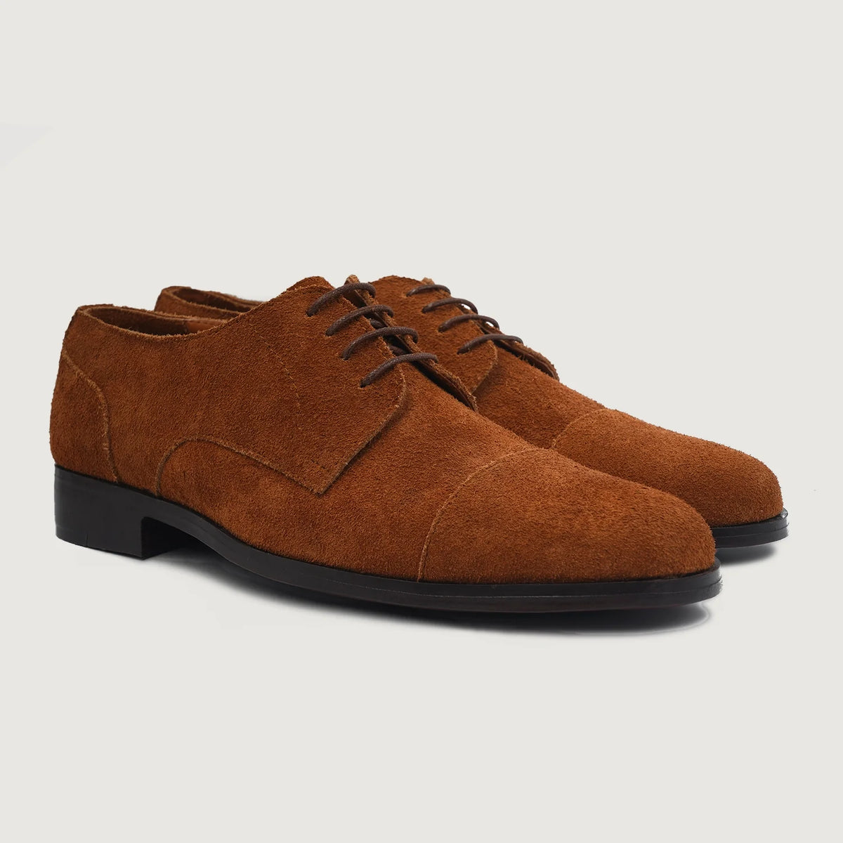 Attorney Derby 复古棕 Suede 真皮皮鞋 男士 For Men in Brown Goatskin Suede - 侧面轮廓视角 | 官方商城选购