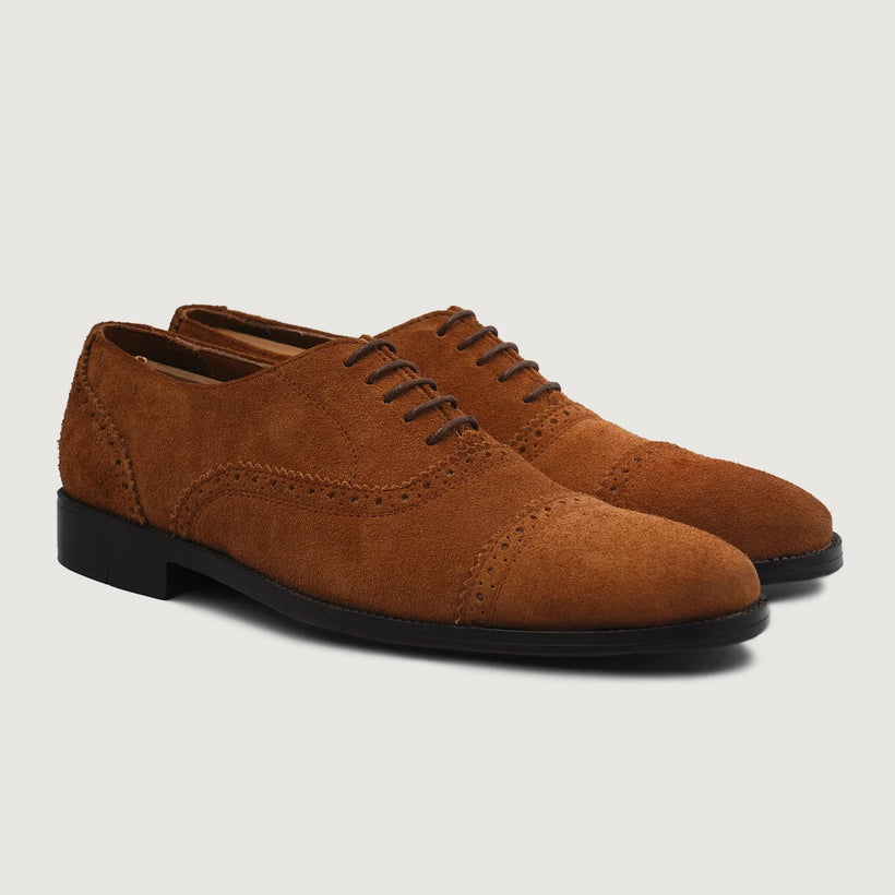 Greyson Brogues Oxford 复古棕 Suede 真皮皮鞋 男士