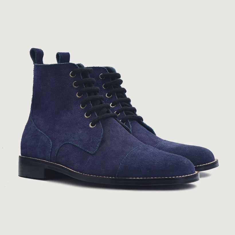 Knight Derby Midnight 深海蓝 Suede 真皮工装靴马丁靴 男士