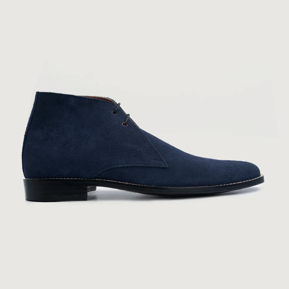 Midnight Blue Goatskin Suede Leather Boots - 固特异沿条缝制工艺与鞋头细节