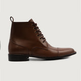 Brown Full-Grain leather Boots - Goodyear Welt Construction & Front Toe Box Detail