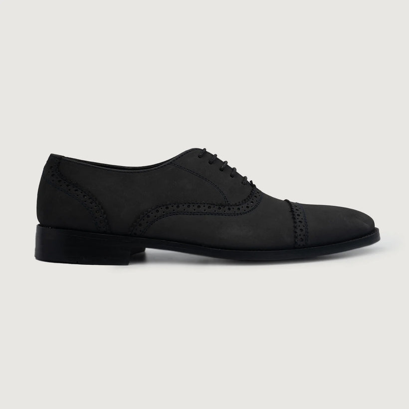 Greyson Brogues Oxford 经典黑 Nubuck 真皮皮鞋 男士