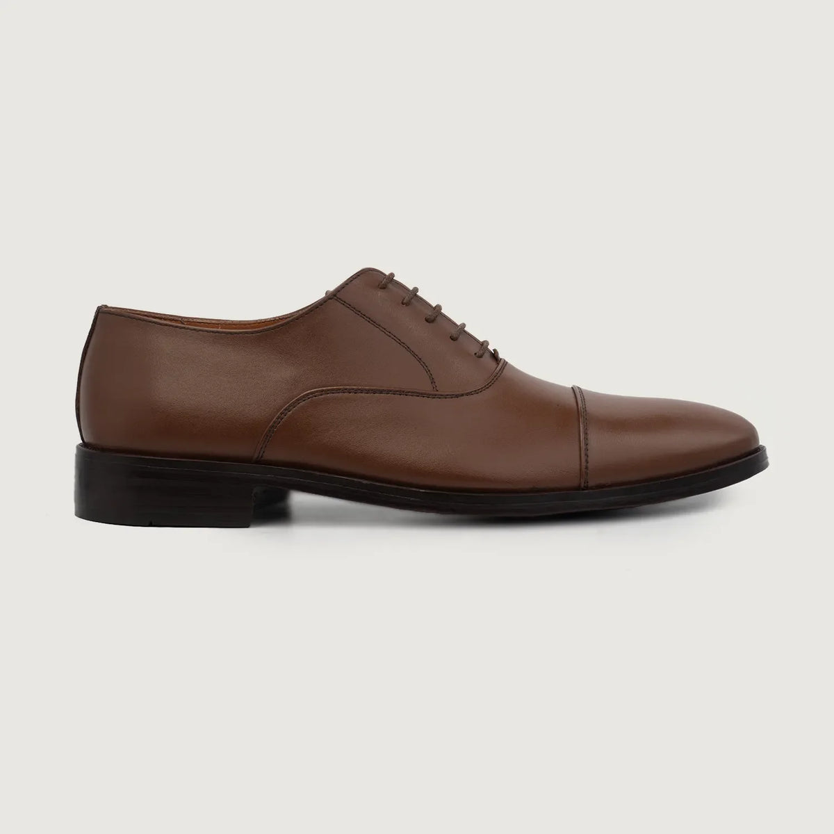 Brown Full-Grain leather Shoes - 固特异沿条缝制工艺与鞋头细节