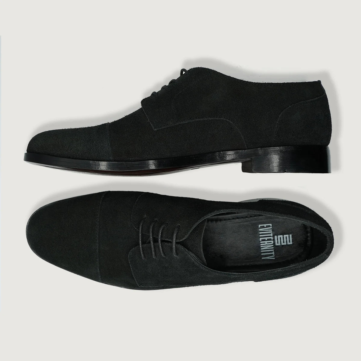 Attorney Derby 经典黑 Suede 真皮皮鞋 男士 For Men - 加固鞋跟护壁与高密度双排走线细节