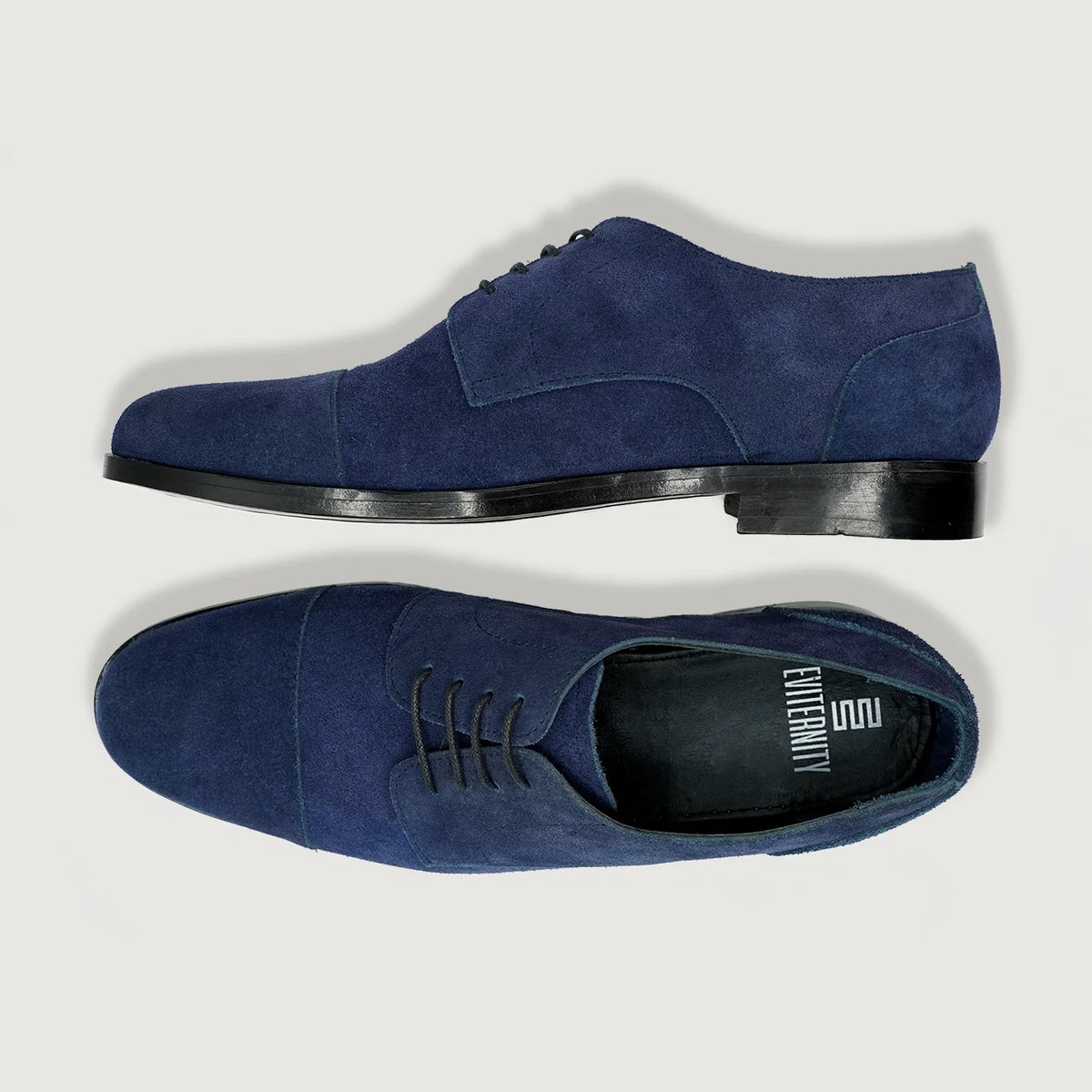 Attorney Derby Midnight 深海蓝 Suede 真皮皮鞋 男士 For Men - 加固鞋跟护壁与高密度双排走线细节