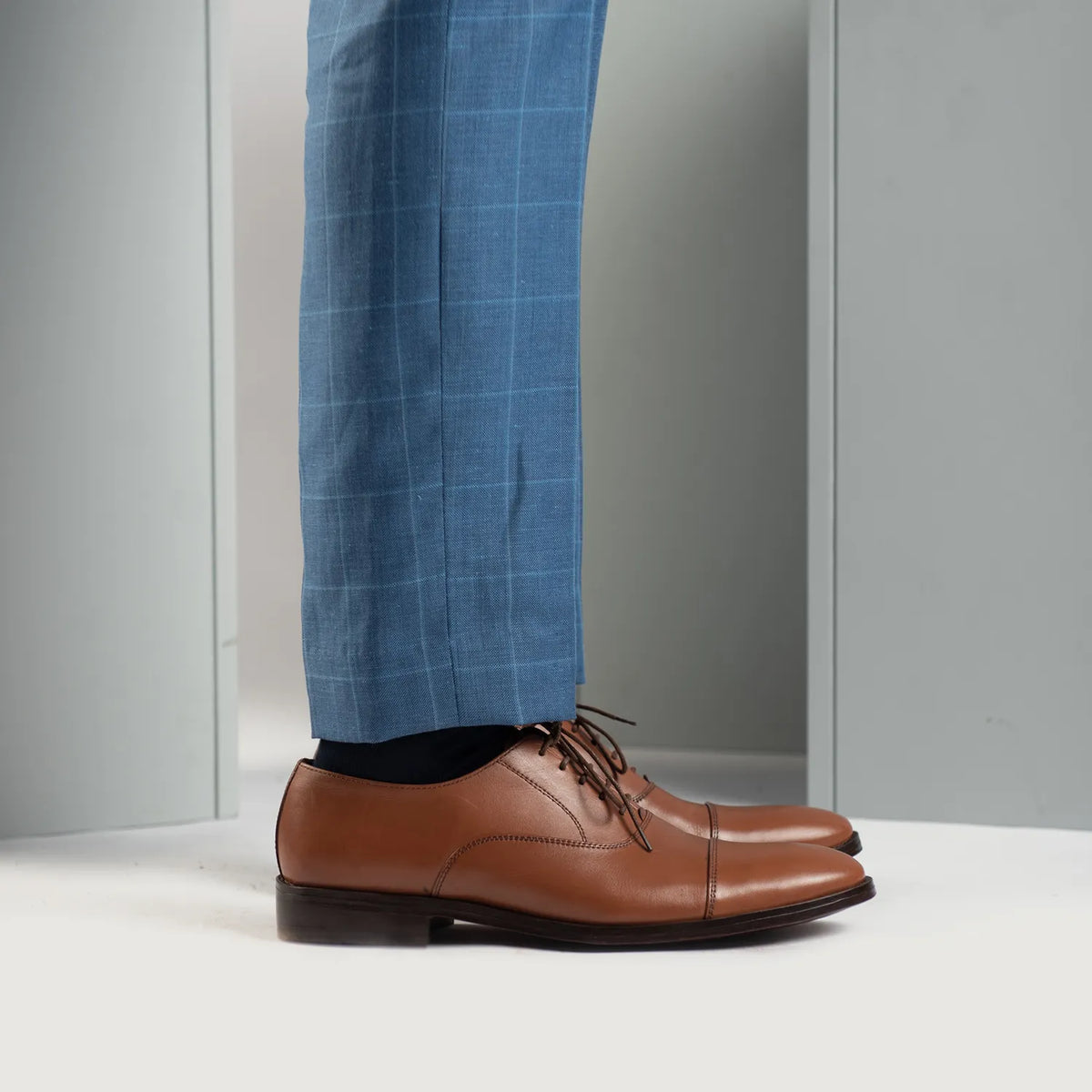 Professor Oxford 浅棕褐色 真皮皮鞋 男士 For Men - 加固鞋跟护壁与高密度双排走线细节