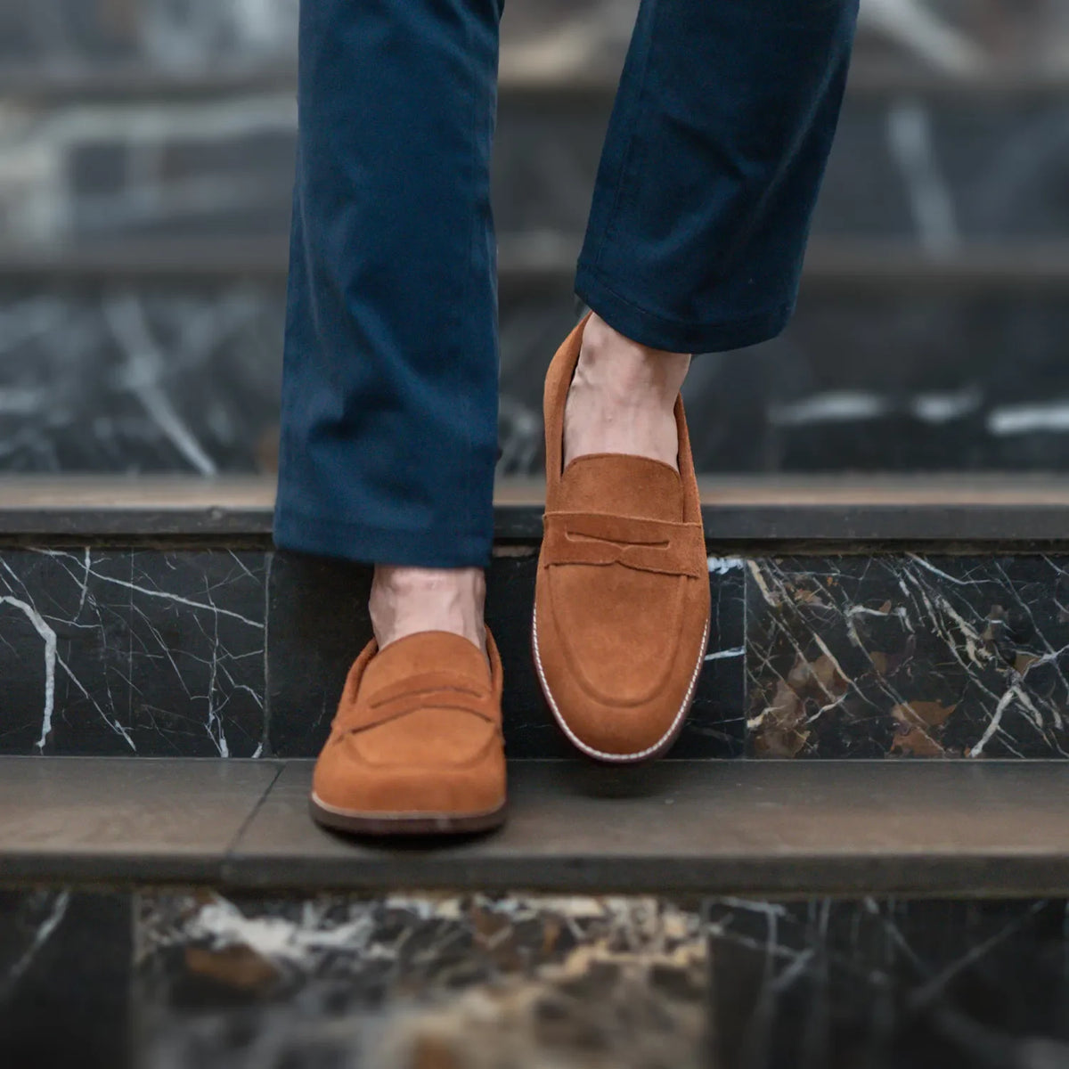 Orlaven Baxton 复古棕 Suede 真皮乐福鞋 男士 footwear image 9