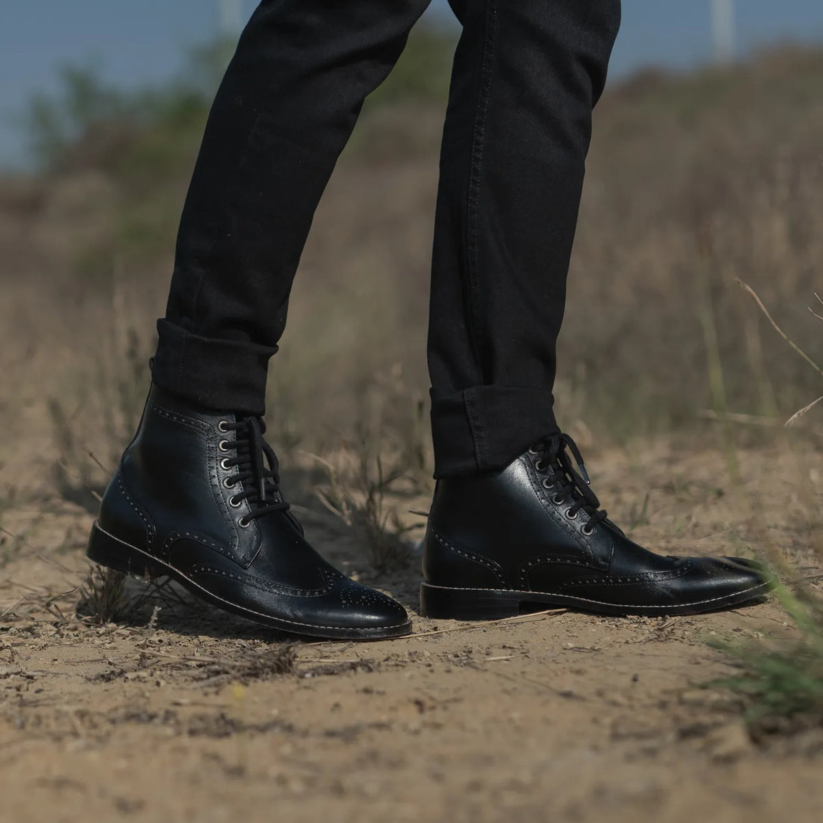 Orlaven Duster Brogues Derby 经典黑 真皮工装靴马丁靴 男士 footwear image 9