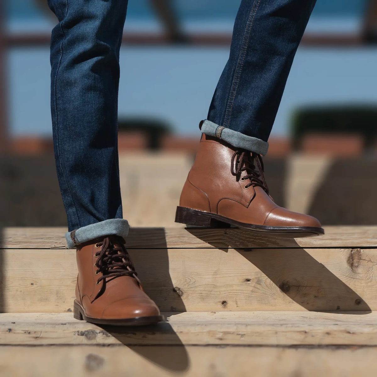 Orlaven Knight Derby 浅棕褐色 真皮工装靴马丁靴 男士 footwear image 9
