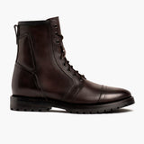Casa Moto Old English Leather Boots - Lateral Side Profile View Showing Sleeve Cut & Athletic Taper Fit