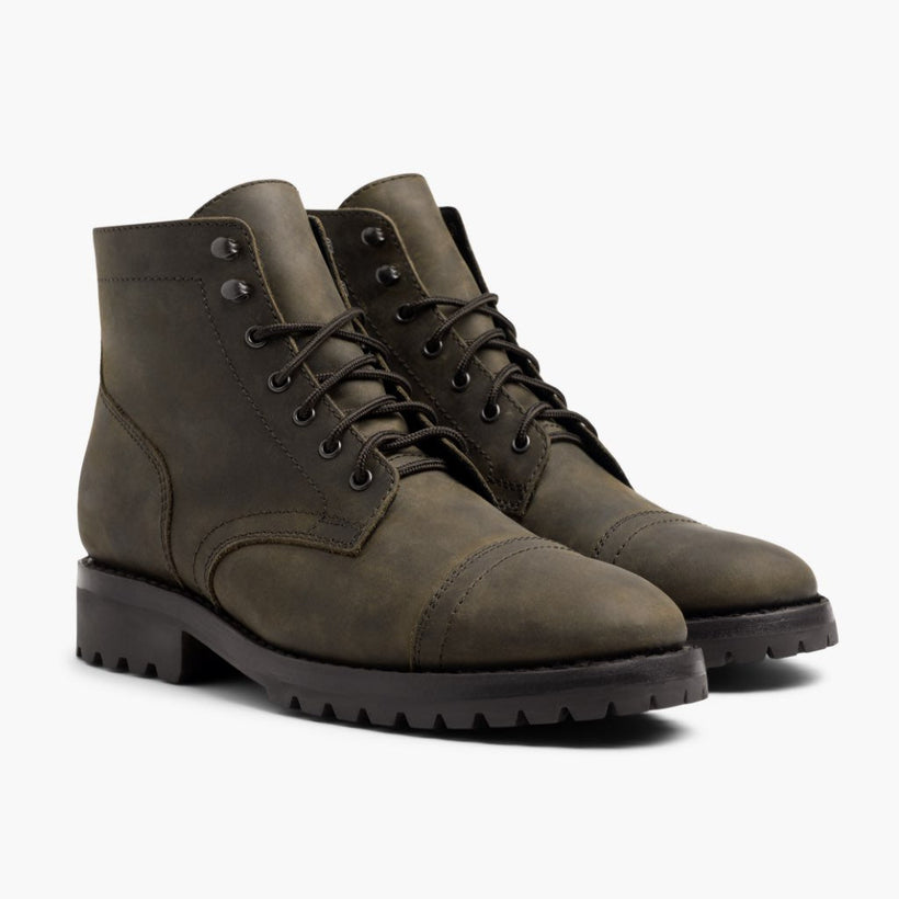 Captain StormKing® Dark Olive Matte Leather Boots 男士