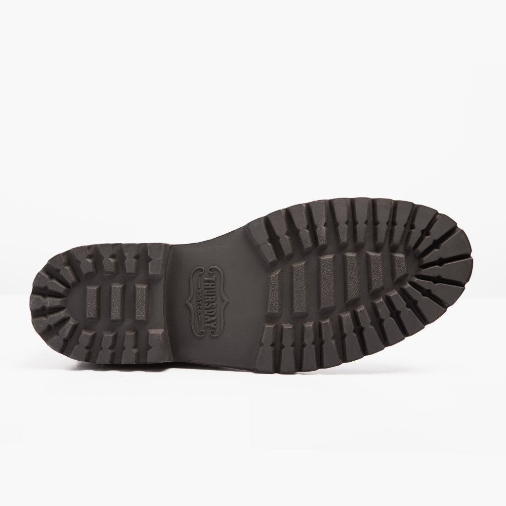High-Traction Rubber Outsole & Lug Tread Pattern on Captain StormKing® Tobacco 真皮工装靴马丁靴 男士