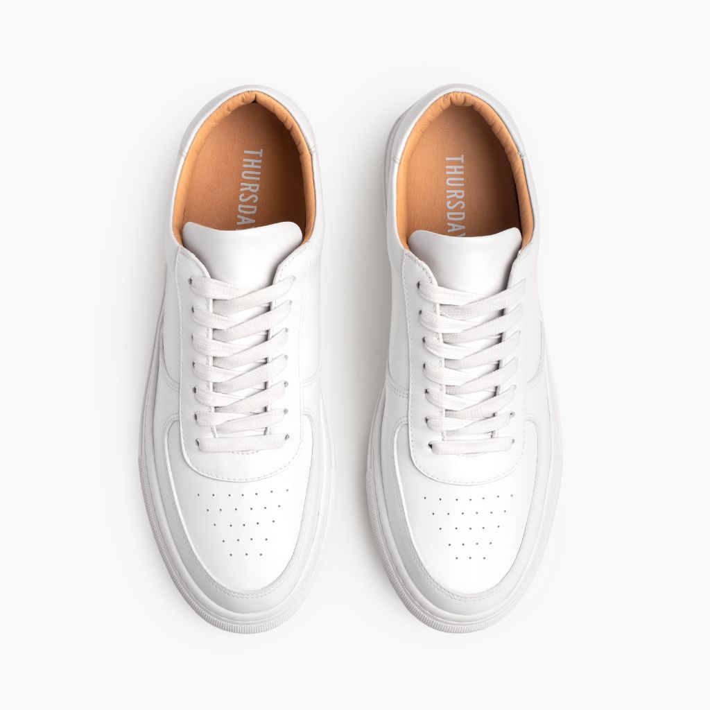 Court Toffee x Off-White Leather Sneakers - 加固鞋跟护壁与高密度双排走线细节