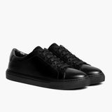 Encore Jet Black Leather Sneakers in Black Full-Grain Leather - Lateral Side Profile View | Buy Online