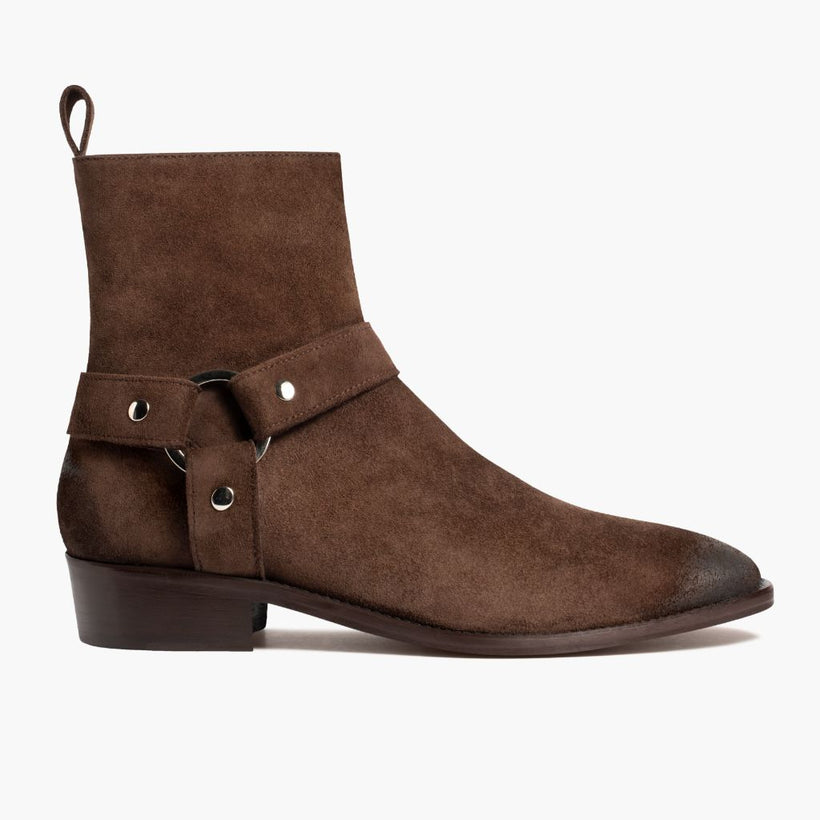Harness Dark 复古棕 Suede 真皮工装靴马丁靴 男士