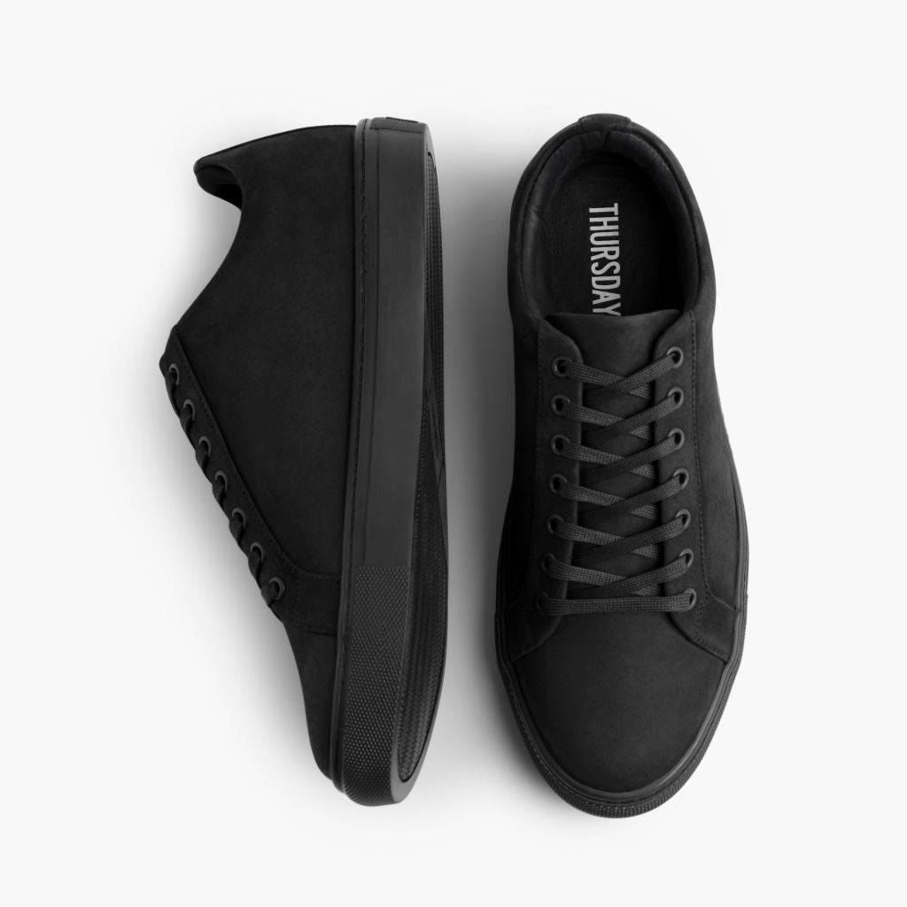 Premier Low Top 经典黑 Matte 真皮休闲板鞋运动鞋 男士 For Men - 加固鞋跟护壁与高密度双排走线细节