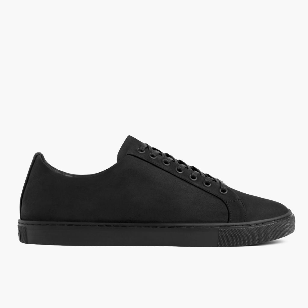 Black Full-Grain leather Sneakers - 固特异沿条缝制工艺与鞋头细节