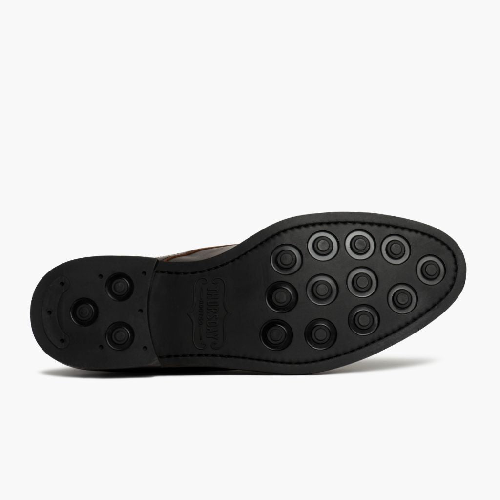 High-Traction Rubber Outsole & Lug Tread Pattern on Cadet Rich Mahogany 真皮工装靴马丁靴 男士