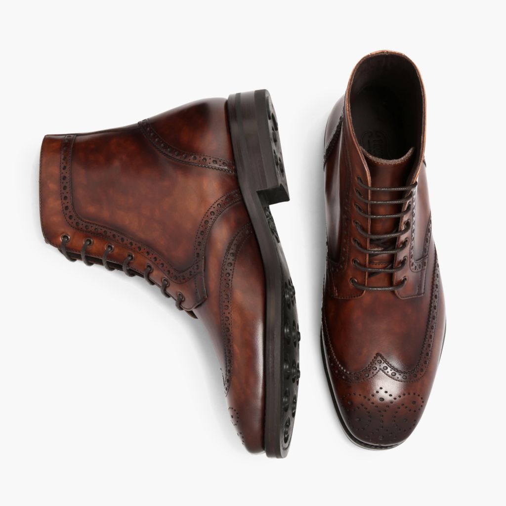 Wingtip Color #77 真皮工装靴马丁靴 男士 For Men - 加固鞋跟护壁与高密度双排走线细节