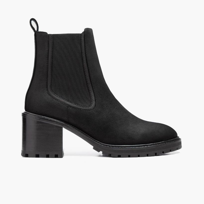 Knockout Black Matte Leather Boots in Black Full-Grain Leather - Lateral Side Profile View | Buy Online