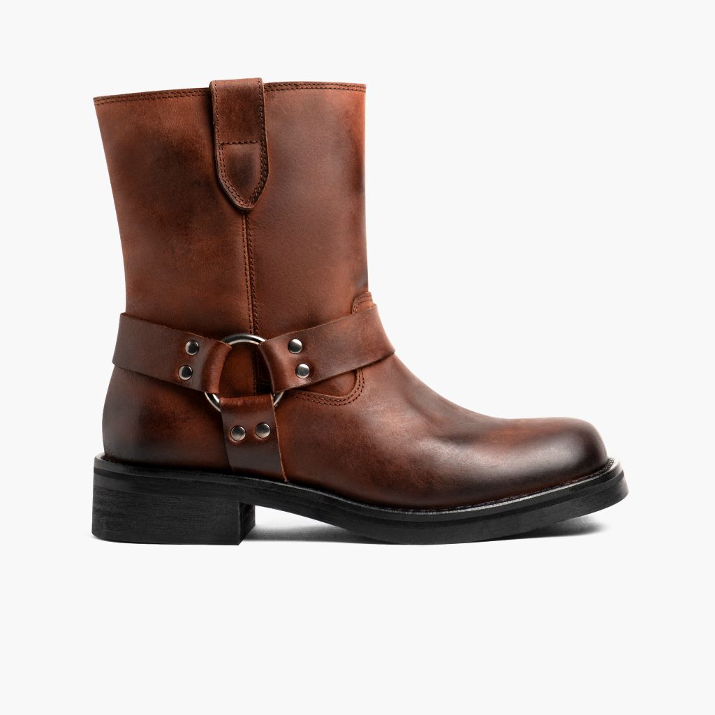 Outlaw Rust 复古棕 真皮工装靴马丁靴 女士 in Brown Full-Grain Leather - 侧面轮廓视角 | 官方商城选购