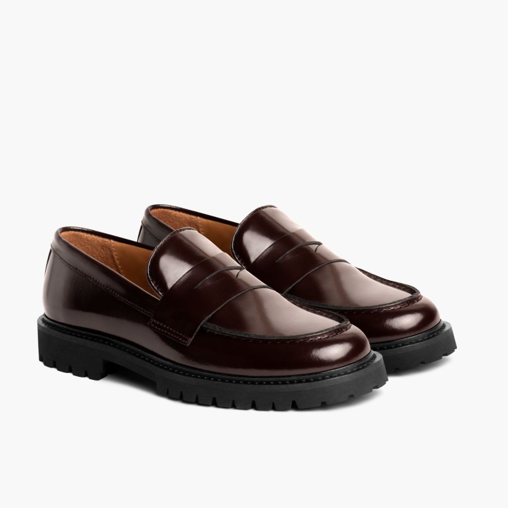 Penny 酒红色 真皮工装靴马丁靴 女士 in Burgundy Full-Grain Leather - 侧面轮廓视角 | 官方商城选购