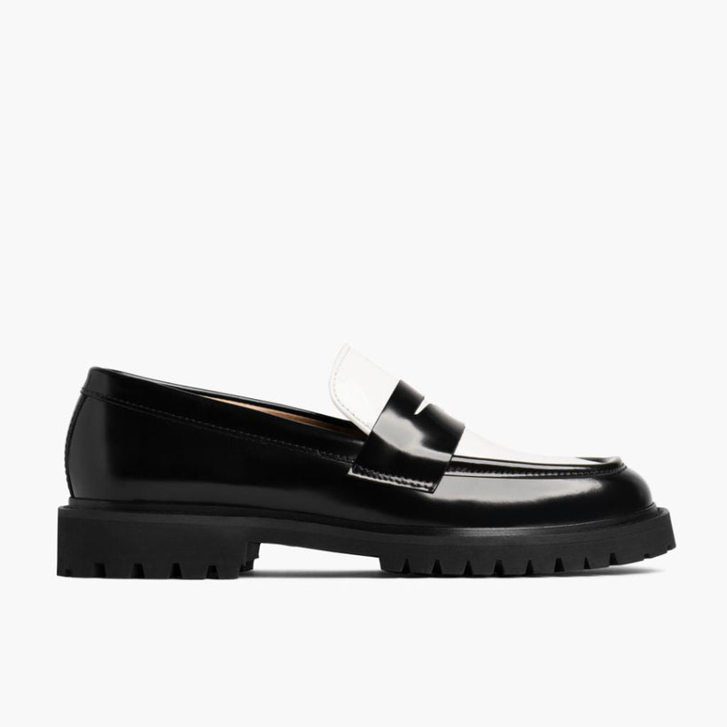 Penny 黑色 & White Leather Loafers 女士