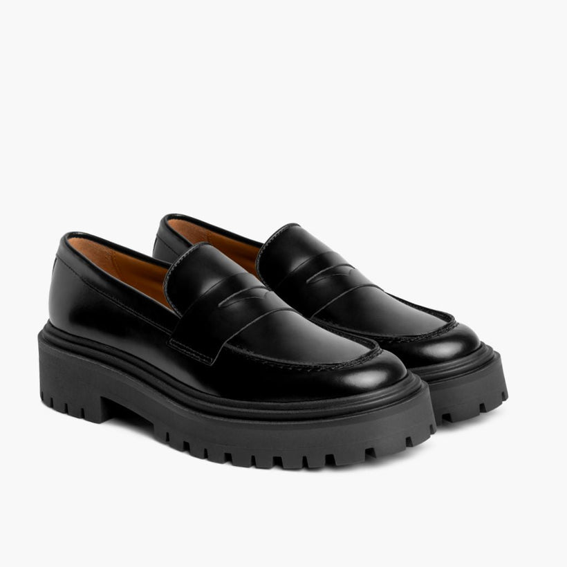 Penny Platform 黑色 Leather Loafers 女士
