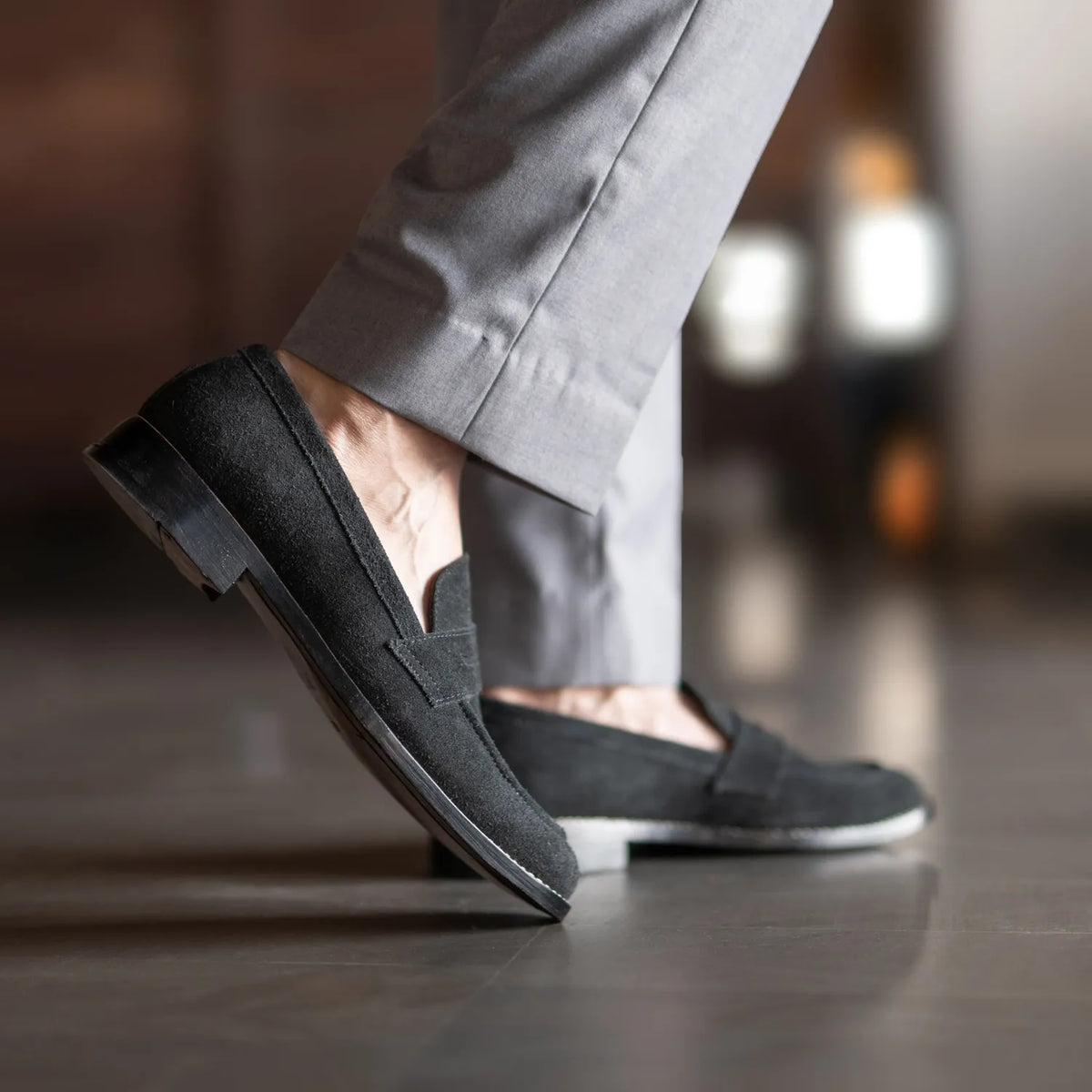 Orlaven Baxton 经典黑 Suede 真皮乐福鞋 男士 footwear image 10
