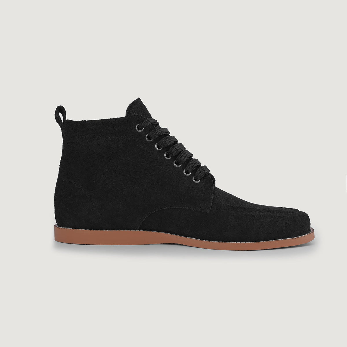 Black Goatskin Suede Leather Boots - 固特异沿条缝制工艺与鞋头细节