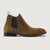 Brown Goatskin Suede Leather Boots - Goodyear Welt Construction & Front Toe Box Detail