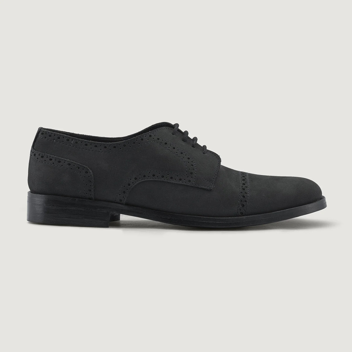 Matte Black Full-Grain leather Shoes - 固特异沿条缝制工艺与鞋头细节