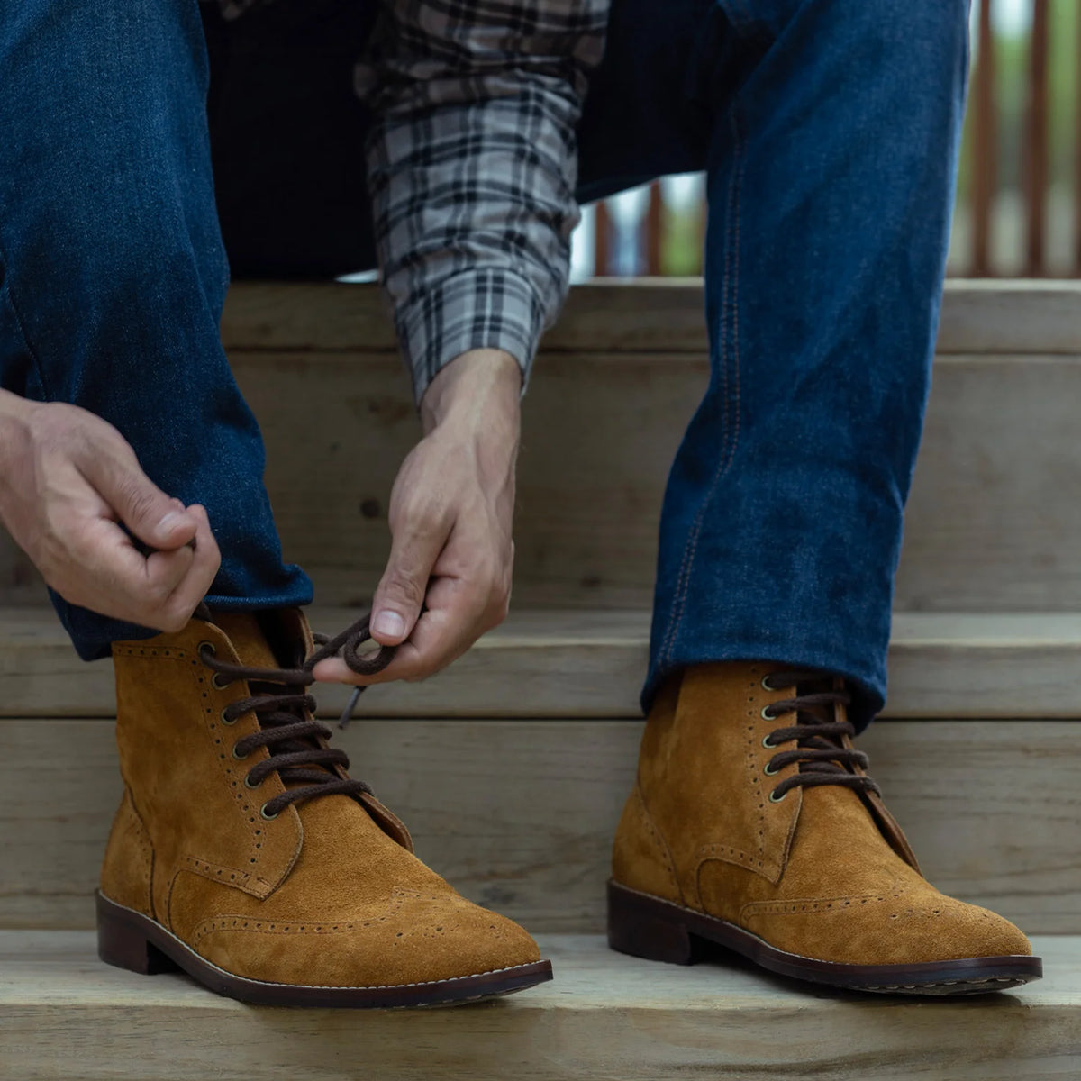 Orlaven Duster Brogues Derby 复古棕 Suede 真皮工装靴马丁靴 - StudGuard 男士 footwear image 10