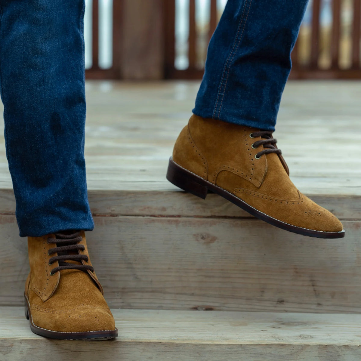 Orlaven Duster Brogues Derby 复古棕 Suede 真皮工装靴马丁靴 - StudGuard 男士 footwear image 9