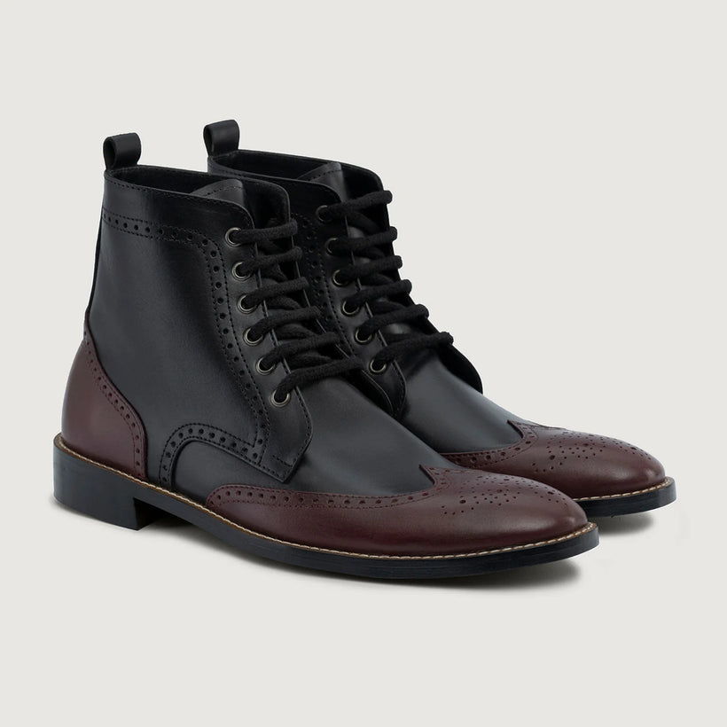 Duster Brogues Derby 栗褐色 经典黑 真皮工装靴马丁靴 - StudGuard 男士