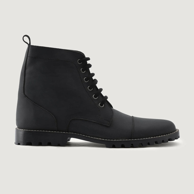 Knight Derby 经典黑 Matte Nubuck 真皮工装靴马丁靴 - TerraGrip 男士