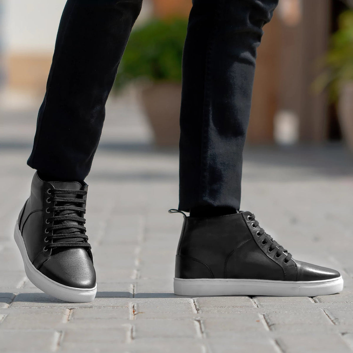 Orlaven Marty High Top 经典黑 真皮休闲板鞋运动鞋 男士 footwear image 9