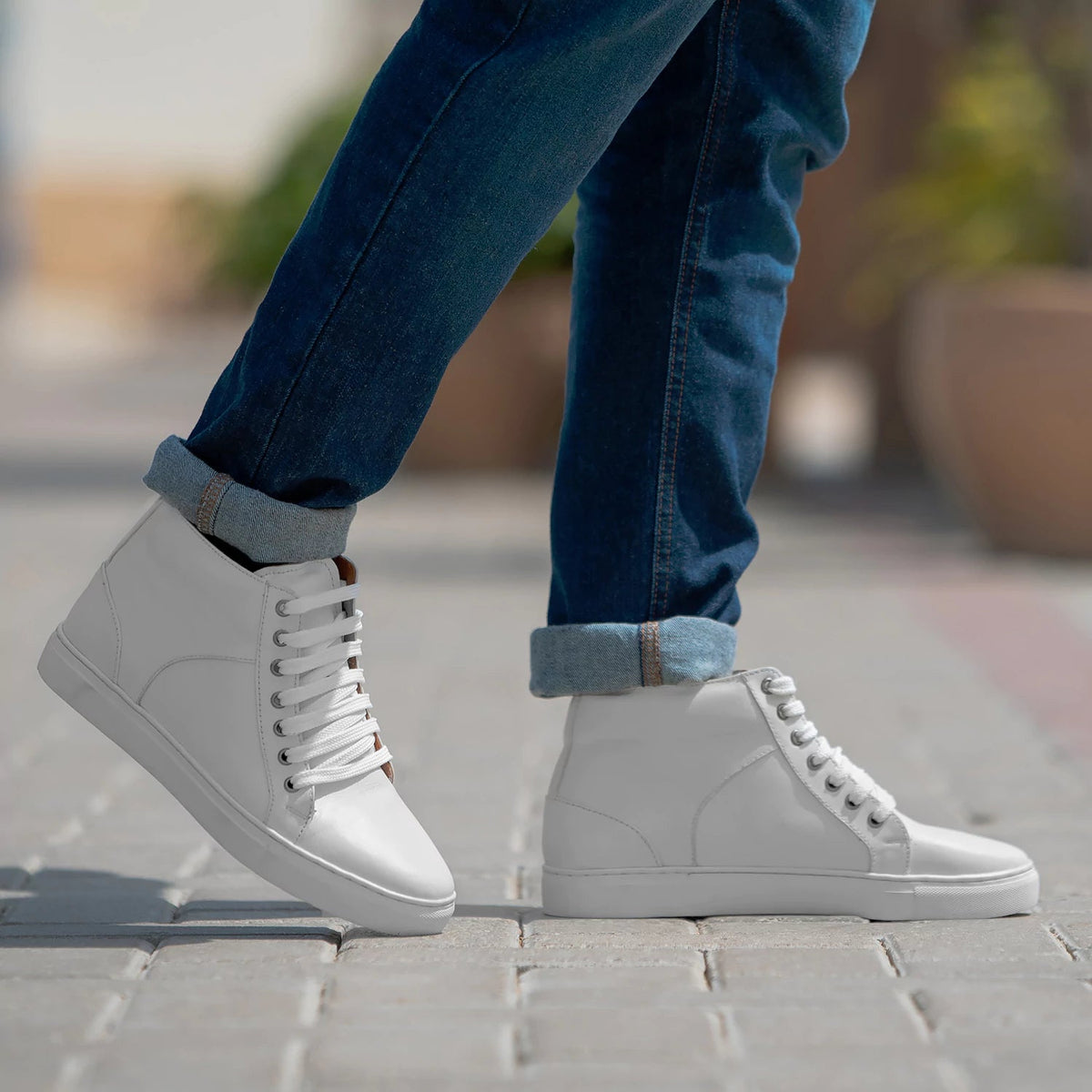 Orlaven Marty High Top White 真皮休闲板鞋运动鞋 男士 footwear image 9