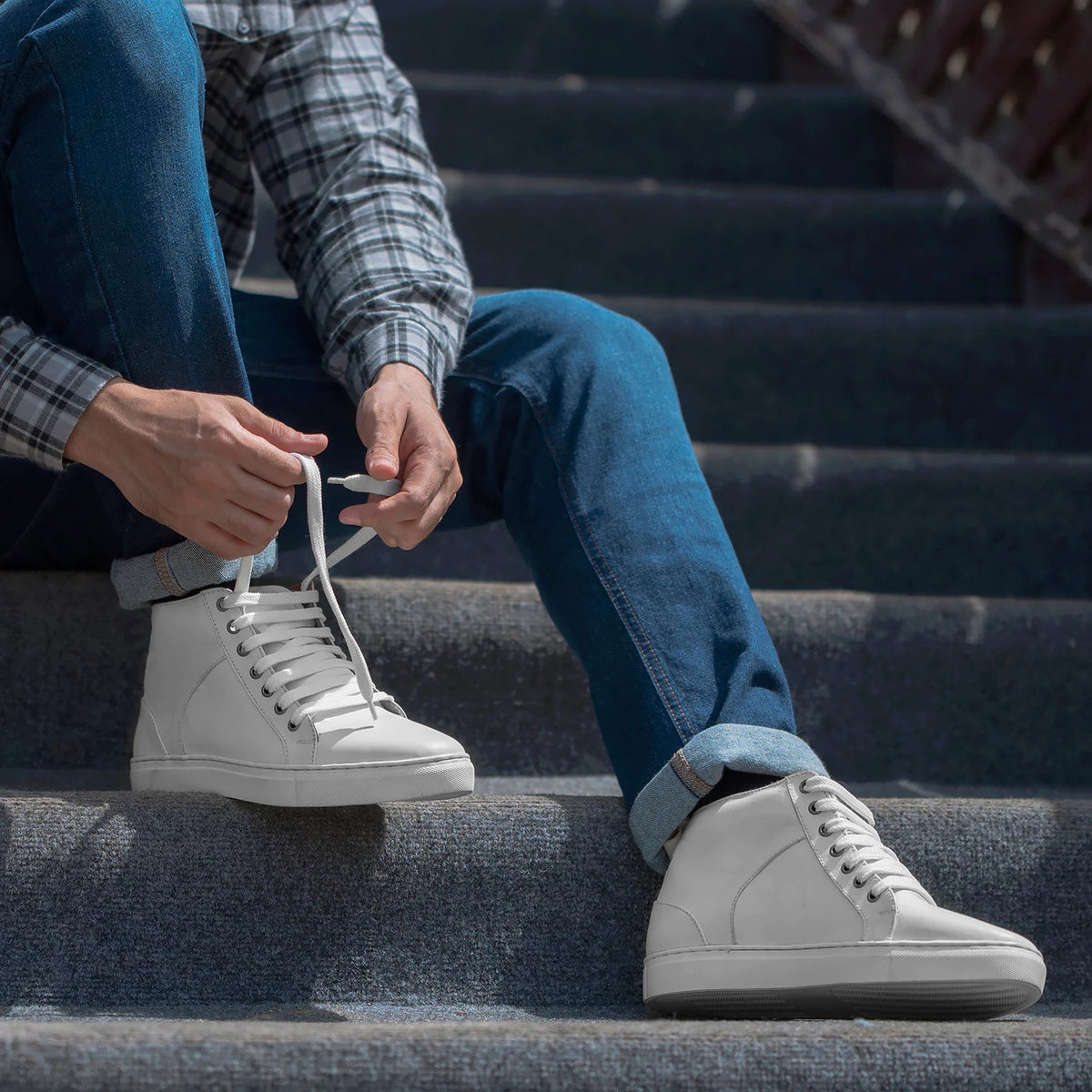 Orlaven Marty High Top White 真皮休闲板鞋运动鞋 男士 footwear image 10
