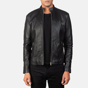 
Adornica 经典黑 真皮机车皮衣 男士 in Black Sheepskin Leather - 正面版型与定制立体剪裁轮廓 | 官方商城选购