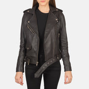 
Alison 复古棕 真皮机车皮衣 女士 in Brown Sheepskin Leather - 正面版型与定制立体剪裁轮廓 | 官方商城选购