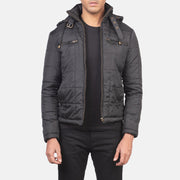 
Alps Quilted Black Windbreaker Jacket in Black Polyester - 正面版型与定制立体剪裁轮廓 | 官方商城选购