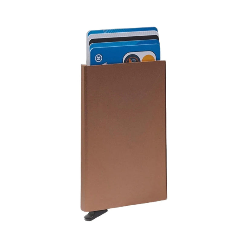 Classic 100% Full-Grain Leather Card Holder - Rear Perspective Showing Reinforced Leather Straps & Stitching