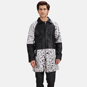 Men's Artistry 黑色 Dye 真皮大衣 男士 in Black &amp; White Sheepskin Dip &amp;Amp; Dye - Front Profile View &amp; Tailored Silhouette | Buy Online