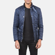 Men's Barry Quilted Blue Windbreaker 真皮夹克 男士 in Blue Nylon - Front Profile View &amp; Tailored Silhouette | Buy Online
