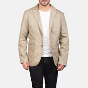 Borges Beige 真皮西装外套 男士 in Beige Poly-Cotton - Front Profile View &amp; Tailored Silhouette | Buy Online