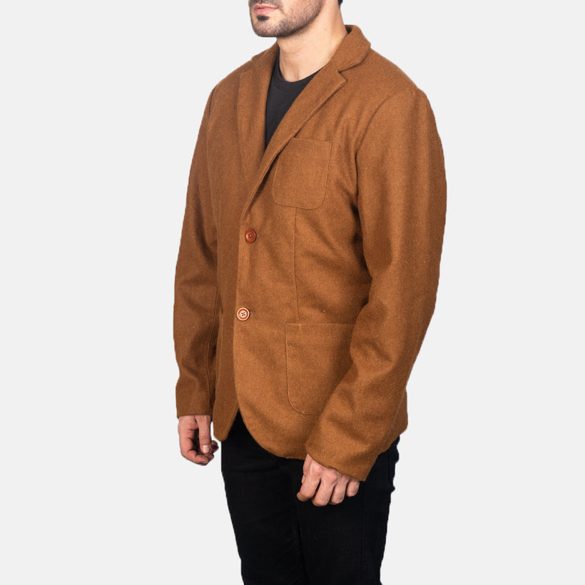 Borges Khaki Wool 真皮西装外套 男士