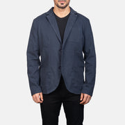 Borges Navy Blue 真皮西装外套 男士 in Navy Blue Poly-Cotton - Front Profile View &amp; Tailored Silhouette | Buy Online